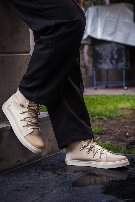 Sneakers Doble Cinta Nude y Latte