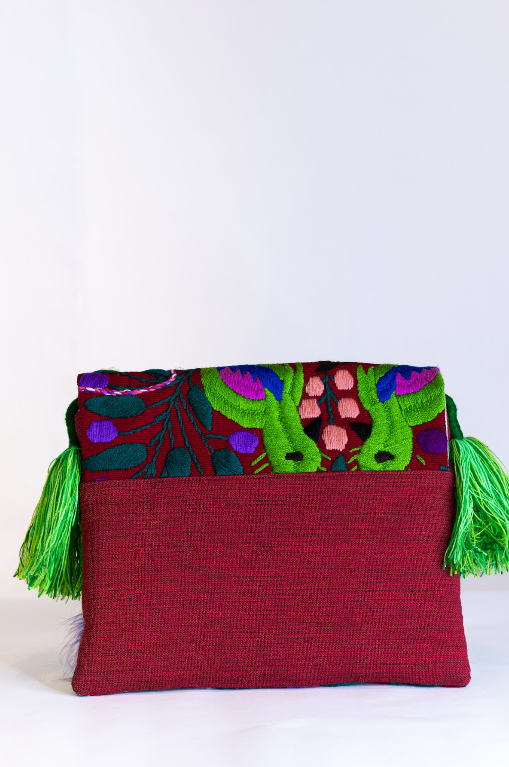 El Funky Clutch - Rojo & pompom morado